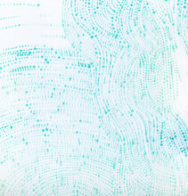 Abstract Pattern Background. Dotted Lines. Defocused Blue Green Stained Texture On White Surface. Grainy Noise Creative Design On Light.