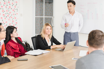 Business people brainstorming ideas for solving problems in company meeting rooms, the company staff meeting.