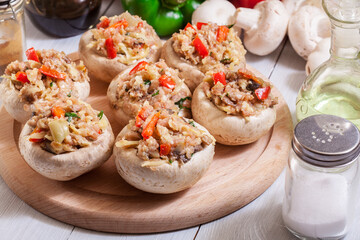 Wall Mural - Champignon caps stuffed with minced meat