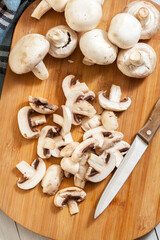 Canvas Print - Fresh sliced white mushrooms