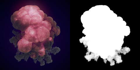 Aufkleber - Detonation with fire and chemical smoke. 3d render illustration with alpha matte