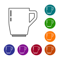 Sticker - Black line Coffee cup icon isolated on white background. Tea cup. Hot drink coffee. Set icons in color circle buttons. Vector.