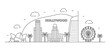 Los Angeles Line drawing Hollywood illustration in line style on white background
