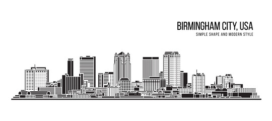 Wall Mural - Cityscape Building Abstract Simple shape and modern style art Vector design - Birmingham city , USA