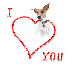 Sticker - dog valentines love heart