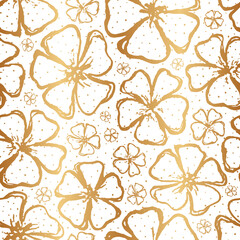 Poster - golden floral seamless pattern. gold spring background. summer texture. hand drawn flowers. design f