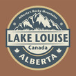 Abstract stamp or emblem with the name of town Lake Louise in Alberta, Canada