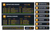 Airport Vector Board Set For Announcing Flight