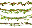 Set of isolated jungle vines, twisted liana plant