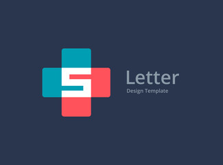 Letter S or number 5 with cross and plus medical logo icon design template elements