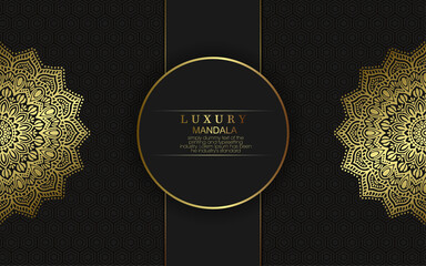 Luxury gold mandala ornate background for wedding invitation, book cover with mandala element style premium vector