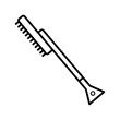 Simple vector icon on the theme of snow removal. The icon brush with a scraper for cleaning the car from snow is presented