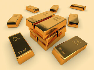 Gold bank bullions. Business and finance concept