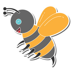 Poster - bee hand drawn doodle stickers design vector illustration