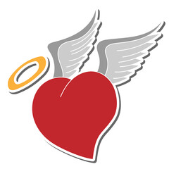 Fototapete - winged heart hand drawn doodle stickers design vector illustration