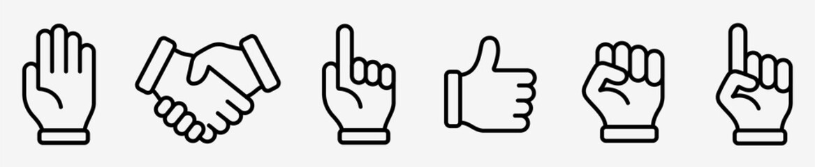 Poster - hand line icons set isolated on white background vector