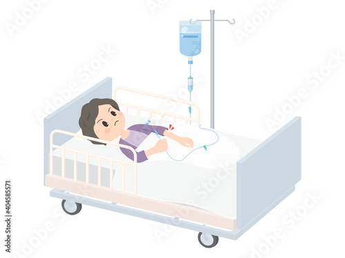 点滴を抜いてしまうおばあちゃんのイラスト 自己抜去 Stock Vector Adobe Stock
