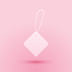 Poster - paper cut blank label template price tag icon isolated on pink background. empty shopping discounts 
