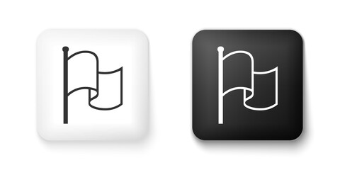 Fototapete - Black and white Flag icon isolated on white background. Square button. Vector.