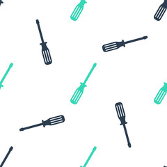 Wall Mural - Green Screwdriver icon isolated seamless pattern on white background. Vector.