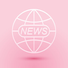 Poster - paper cut world and global news concept icon isolated on pink background. world globe symbol. news s