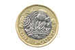 one pound coin on a white background
