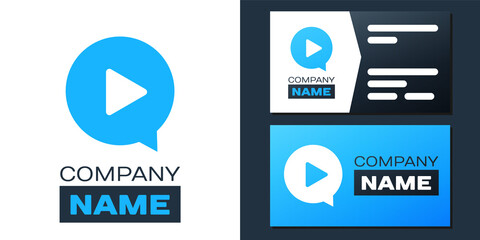 Poster - Logotype Play in circle icon isolated on white background. Logo design template element. Vector.