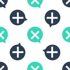 Poster - Green X Mark, Cross in circle icon isolated seamless pattern on white background. Check cross mark icon. Vector.
