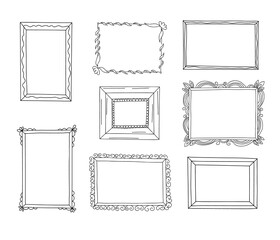 Wall Mural - cute Hand drawn frames set. doodle style. Vector.