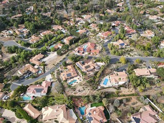 Wall Mural - Aerial top view of wealthy mansion in East Canyon Area of Escondido, San Diego, California