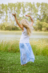 Wall Mural - child in the nature having good time