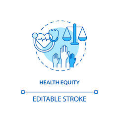 Poster - health equity concept icon. health programs principles. getting proper medical service from proffesi