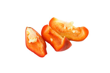 Red raw bell pepper on white background
