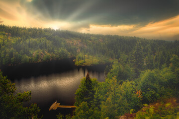 Storm and sunset, Lake Lois, Aiguebelle Wildlife Reserve, Abitibi, Quebec, Canada