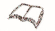 © high_resolution - Concept or conceptual large community  of people forming the image of an open book on white background.  A 3d illustration metaphor for learning, education, research,  science, literature and culture