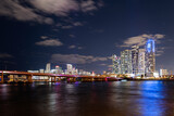 Fototapeta Miasta - Miami night. Florida. Cityscape. City downtown skyscrapers. USA.
