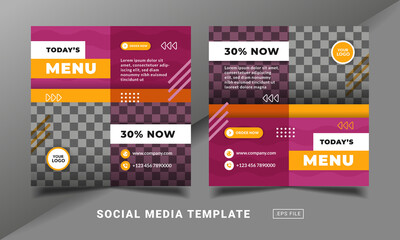 Wall Mural - Flyer or social media post themed restaurant menu template