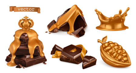 Wall Mural - Gold and chocolate. 3d vector realistic set