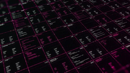 Aufkleber - Online statistics in pink color changing on black background, seamless loop. Animation. Digital computer monitor downloading financial report. 