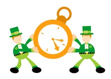 Leprechaun Pick Clock Time Cartoon Doodle Flat Design Style Vector Illustration