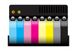 Inkjet printer colors cartridge with shading. Light and full CMYK for best result of banner or Sign. Design for Large format printer or plotter in publishing advertisment.