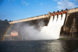 Fototapeta Most - Dam water release by spring-way overflows,The excess capacity of the dam in raining season