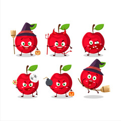 Canvas Print - Halloween expression emoticons with cartoon character of cherry