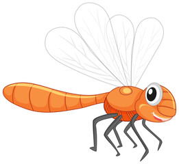 Sticker - Cute dragonfly cartoon character isolated on white background