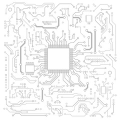 White circuit board background. Vector electronic background.