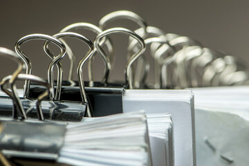 Wall Mural - bundles bales of paper documents. stacks packs pile on the desk in the office