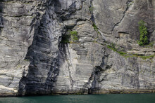 Rock Faces Along The Fjord Cliffs And Seaside Walls Of Noway