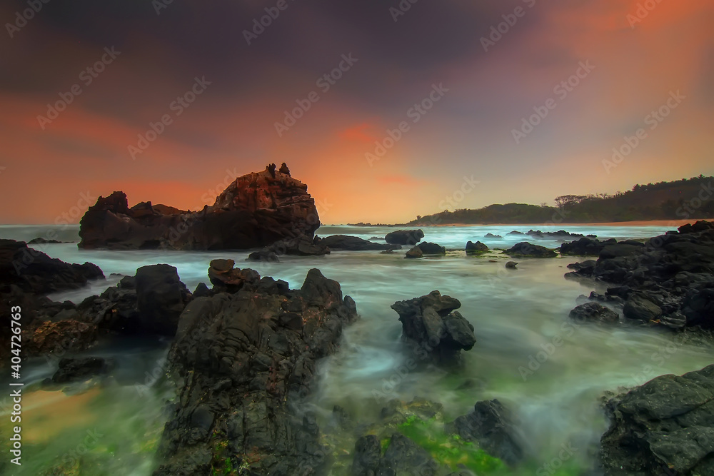 Scenic View Of Sea Against Sky During Sunset - obrazy, fototapety, plakaty 