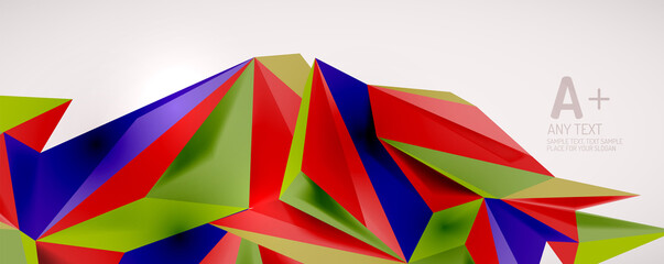 Vector triangle geometric backgrounds. Low poly 3d shape on light backdrop. Vector illustration for covers, banners, flyers and posters and other designs