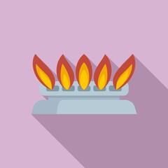 Poster - Home gas stove burning icon. Flat illustration of home gas stove burning vector icon for web design